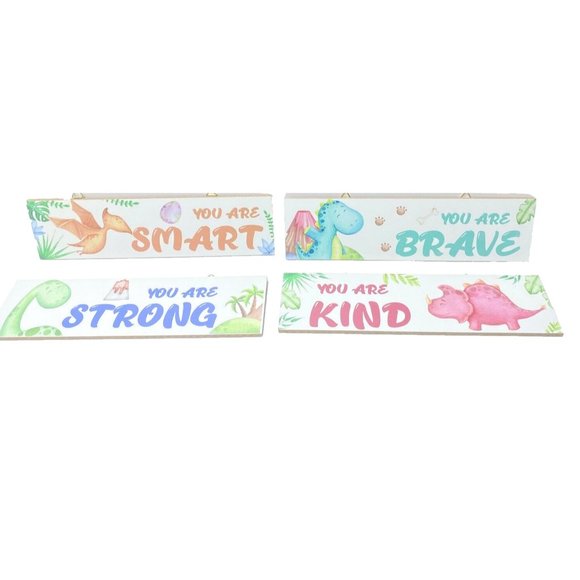 Children’s Inspirational Wall Plaques Wall Decor 4pc, You Are Smart, Kind, Brave - Picture 1 of 10